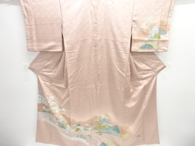JAPANESE KIMONO / HOMONGI / EMBROIDERY / GARDEN & PINE 